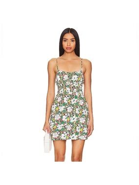Faithfull the Brand White Floral Smocked Mini Dress 6